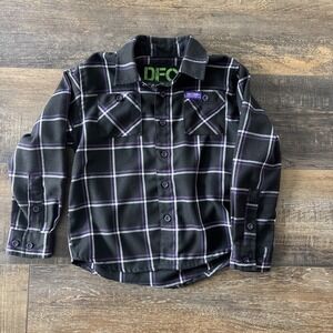 DIXXON Flannel DFC Youth Defcon Powersports‎ XS Black Purple Button Up